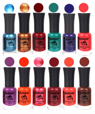 

Avnoor Trendy Color Gel Nail Polish Combo Set No 141 Multicolor(Pack of 12)