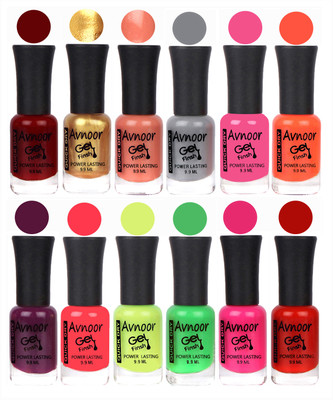 

Avnoor Trendy Color Gel Nail Polish Combo Set No 475 Multicolor(Pack of 12)