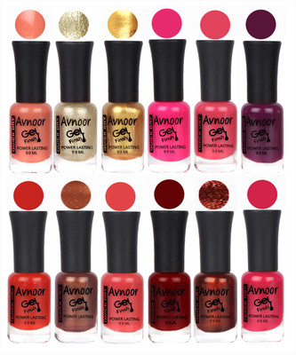 

Avnoor Trendy Color Gel Nail Polish Combo Set No 330 Multicolor(Pack of 12)
