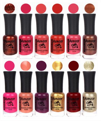 

Avnoor Trendy Color Gel Nail Polish Combo Set No 321 Multicolor(Pack of 12)