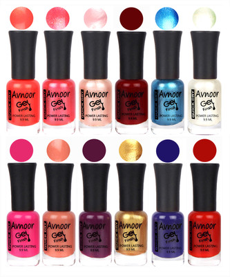 

Avnoor Trendy Color Gel Nail Polish Combo Set No 406 Multicolor(Pack of 12)