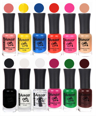 

Avnoor Trendy Color Gel Nail Polish Combo Set No 611 Multicolor(Pack of 12)