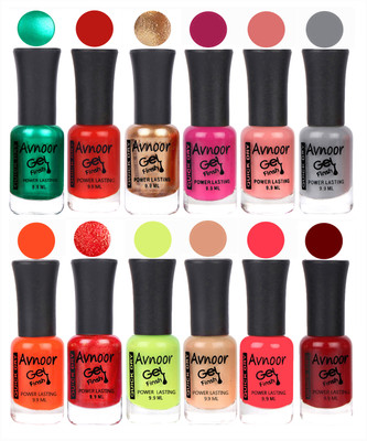 

Avnoor Trendy Color Gel Nail Polish Combo Set No 580 Multicolor(Pack of 12)
