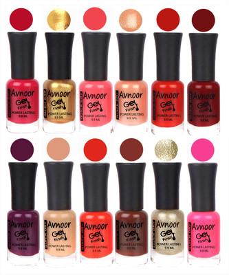 

Avnoor Trendy Color Gel Nail Polish Combo Set No 558 Multicolor(Pack of 12)