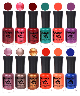 

Avnoor Trendy Color Gel Nail Polish Combo Set No 351 Multicolor(Pack of 12)