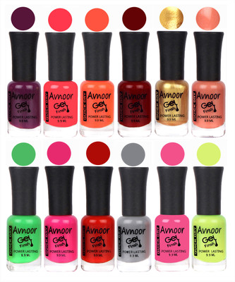 

Avnoor Trendy Color Gel Nail Polish Combo Set No 471 Multicolor(Pack of 12)