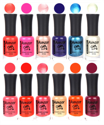 

Avnoor Trendy Color Gel Nail Polish Combo Set No 418 Multicolor(Pack of 12)