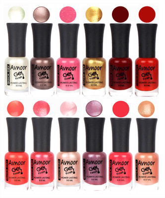 

Avnoor Trendy Color Gel Nail Polish Combo Set No 638 Multicolor(Pack of 12)