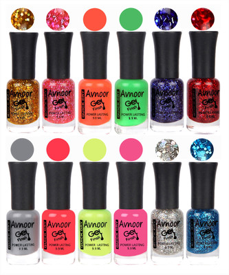 

Avnoor Trendy Color Gel Nail Polish Combo Set No 440 Multicolor(Pack of 12)