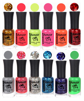 

Avnoor Trendy Color Gel Nail Polish Combo Set No 443 Multicolor(Pack of 12)
