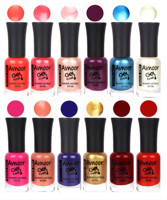 

Avnoor Trendy Color Gel Nail Polish Combo Set No 404 Multicolor(Pack of 12)