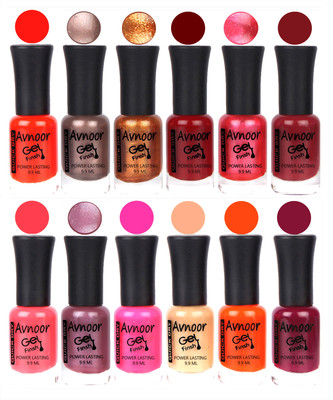 

Avnoor Trendy Color Gel Nail Polish Combo Set No 364 Multicolor(Pack of 12)