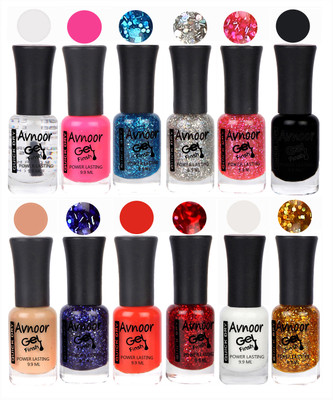 

Avnoor Trendy Color Gel Nail Polish Combo Set No 600 Multicolor(Pack of 12)