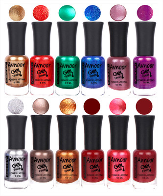 

Avnoor Trendy Color Gel Nail Polish Combo Set No 259 Multicolor(Pack of 12)