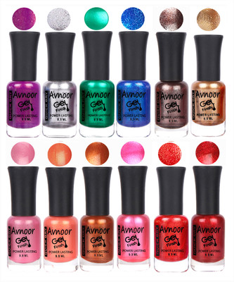 

Avnoor Trendy Color Gel Nail Polish Combo Set No 276 Multicolor(Pack of 12)