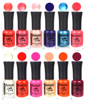

Avnoor Trendy Color Gel Nail Polish Combo Set No 428 Multicolor(Pack of 12)