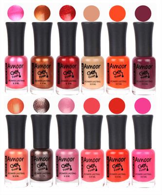 

Avnoor Trendy Color Gel Nail Polish Combo Set No 512 Multicolor(Pack of 12)