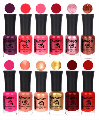 

Avnoor Trendy Color Gel Nail Polish Combo Set No 297 Multicolor(Pack of 12)