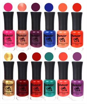 

Avnoor Trendy Color Gel Nail Polish Combo Set No 452 Multicolor(Pack of 12)
