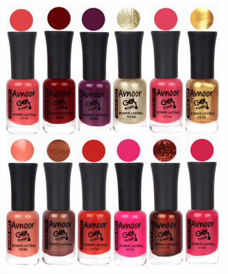 

Avnoor Trendy Color Gel Nail Polish Combo Set No 333 Multicolor(Pack of 12)