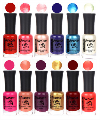 

Avnoor Trendy Color Gel Nail Polish Combo Set No 389 Multicolor(Pack of 12)