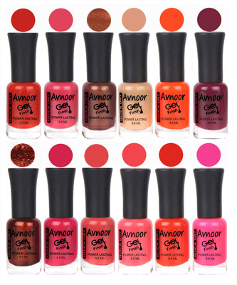 

Avnoor Trendy Color Gel Nail Polish Combo Set No 338 Multicolor(Pack of 12)