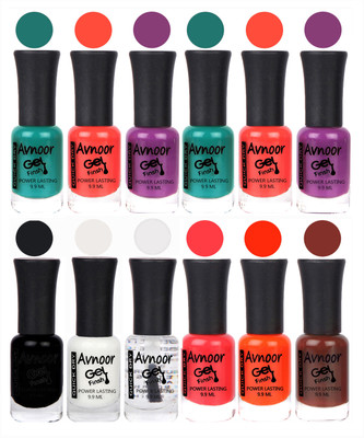 

Avnoor Trendy Color Gel Nail Polish Combo Set No 158 Multicolor(Pack of 12)