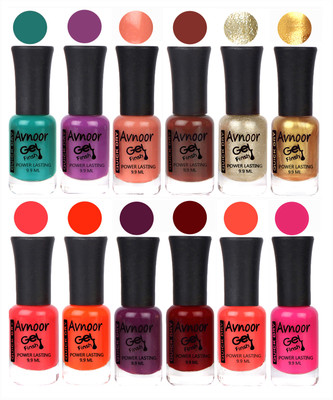 

Avnoor Trendy Color Gel Nail Polish Combo Set No 112 Multicolor(Pack of 12)