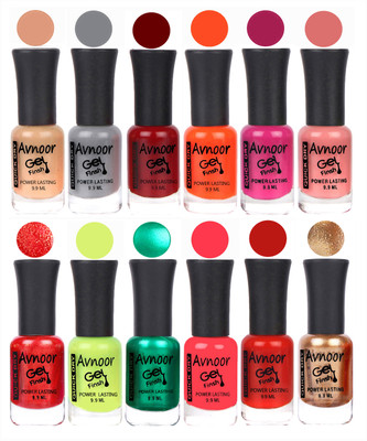 

Avnoor Trendy Color Gel Nail Polish Combo Set No 588 Multicolor(Pack of 12)