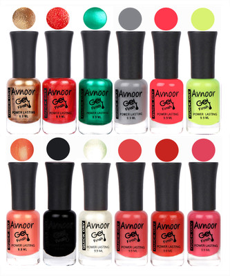 

Avnoor Trendy Color Gel Nail Polish Combo Set No 560 Multicolor(Pack of 12)