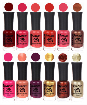 

Avnoor Trendy Color Gel Nail Polish Combo Set No 323 Multicolor(Pack of 12)