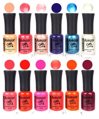 

Avnoor Trendy Color Gel Nail Polish Combo Set No 414 Multicolor(Pack of 12)
