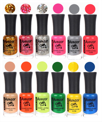 

Avnoor Trendy Color Gel Nail Polish Combo Set No 175 Multicolor(Pack of 12)