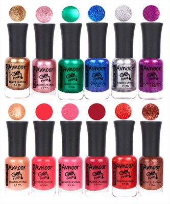

Avnoor Trendy Color Gel Nail Polish Combo Set No 232 Multicolor(Pack of 12)