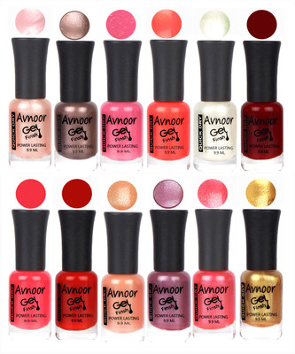 

Avnoor Trendy Color Gel Nail Polish Combo Set No 650 Multicolor(Pack of 12)