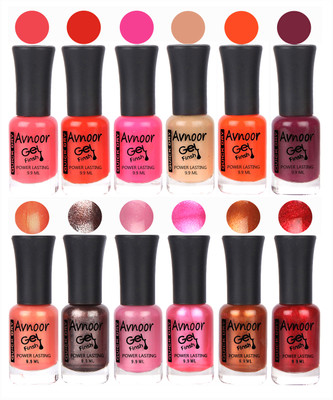 

Avnoor Trendy Color Gel Nail Polish Combo Set No 492 Multicolor(Pack of 12)
