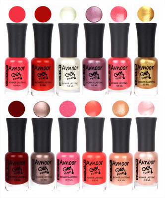 

Avnoor Trendy Color Gel Nail Polish Combo Set No 647 Multicolor(Pack of 12)