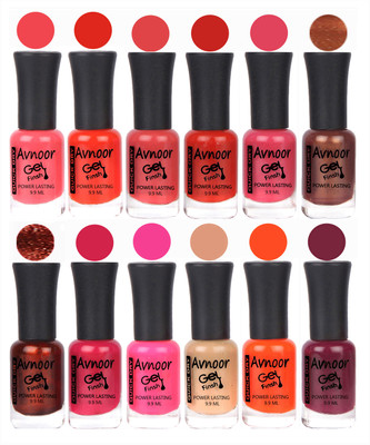 

Avnoor Trendy Color Gel Nail Polish Combo Set No 345 Multicolor(Pack of 12)