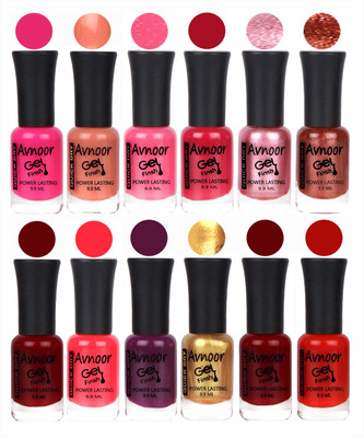 

Avnoor Trendy Color Gel Nail Polish Combo Set No 314 Multicolor(Pack of 12)
