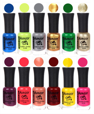 

Avnoor Trendy Color Gel Nail Polish Combo Set No 121 Multicolor(Pack of 12)