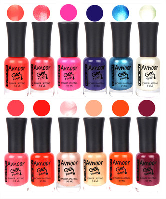 

Avnoor Trendy Color Gel Nail Polish Combo Set No 424 Multicolor(Pack of 12)