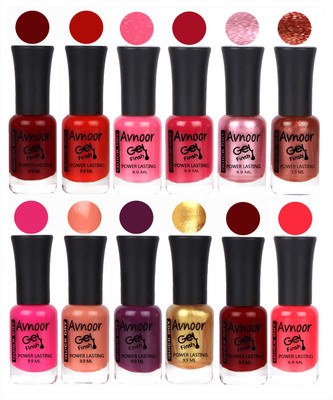 

Avnoor Trendy Color Gel Nail Polish Combo Set No 316 Multicolor(Pack of 12)