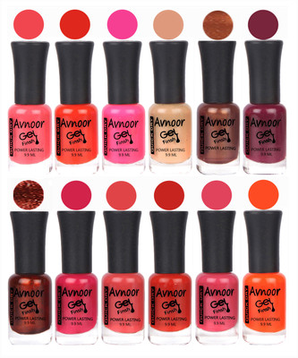

Avnoor Trendy Color Gel Nail Polish Combo Set No 348 Multicolor(Pack of 12)