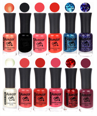 

Avnoor Trendy Color Gel Nail Polish Combo Set No 205 Multicolor(Pack of 12)