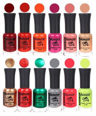 

Avnoor Trendy Color Gel Nail Polish Combo Set No 575 Multicolor(Pack of 12)