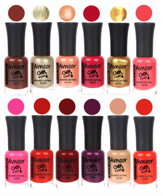 

Avnoor Trendy Color Gel Nail Polish Combo Set No 553 Multicolor(Pack of 12)