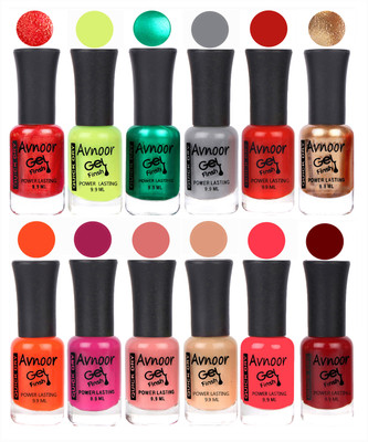 

Avnoor Trendy Color Gel Nail Polish Combo Set No 584 Multicolor(Pack of 12)