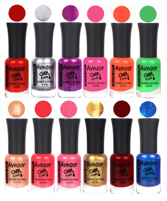 

Avnoor Trendy Color Gel Nail Polish Combo Set No 652 Multicolor(Pack of 12)