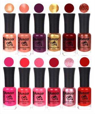

Avnoor Trendy Color Gel Nail Polish Combo Set No 311 Multicolor(Pack of 12)
