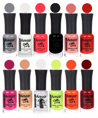 

Avnoor Trendy Color Gel Nail Polish Combo Set No 213 Multicolor(Pack of 12)